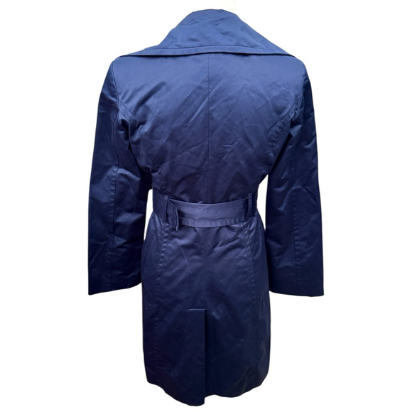 Bebe Women’s Navy Blue Belted Trench Coat Size Small Classic Double Breasted Y2K - Picture 3 of 5